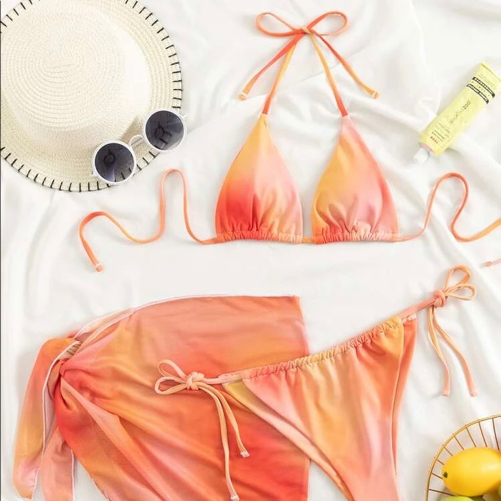 Shein orange ombre swimsuit and cover up